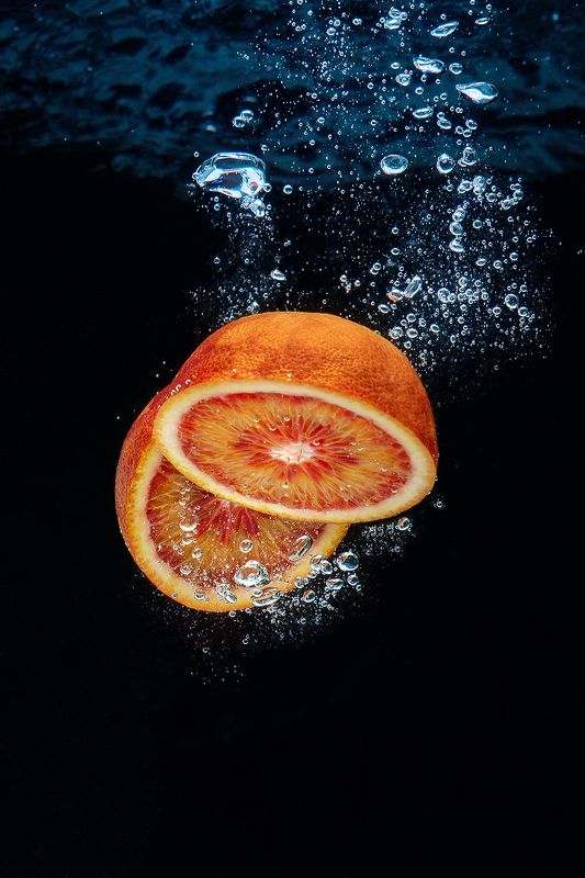 апельсин, вода, всплеск, фрукты Водные процедурыphoto preview