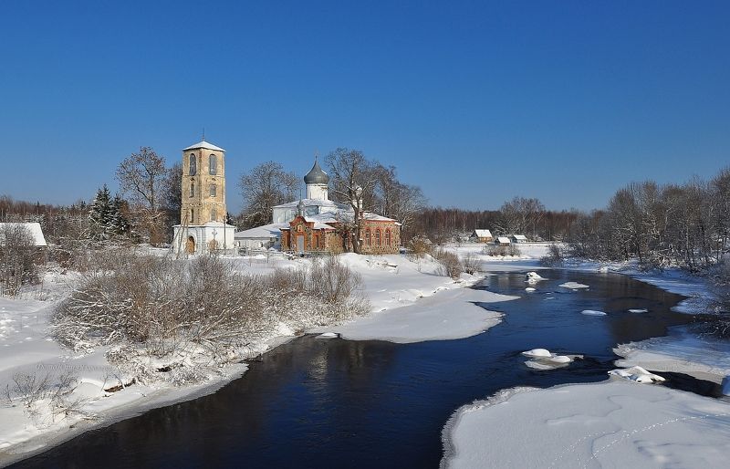 зима.день.россия.виделебье.река.церковь.собор. Зимним днём.photo preview