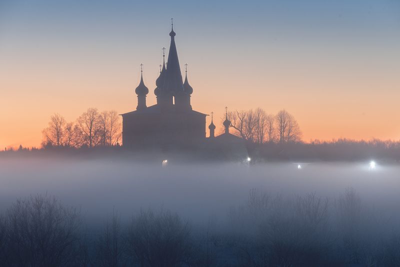 дунилово, рассвет, туман, утро, мороз Открытки из Дуниловоphoto preview