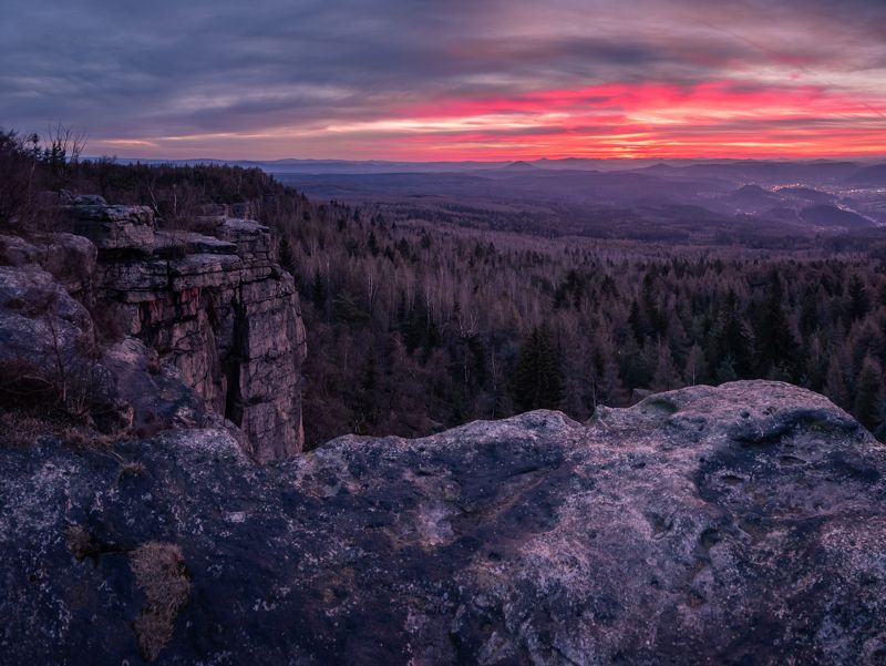 decinsky sneznik,sunrise,sun,clouds,red clouds,landscape,czech,czechia Sunrise from Děčínsky Sněžníkphoto preview