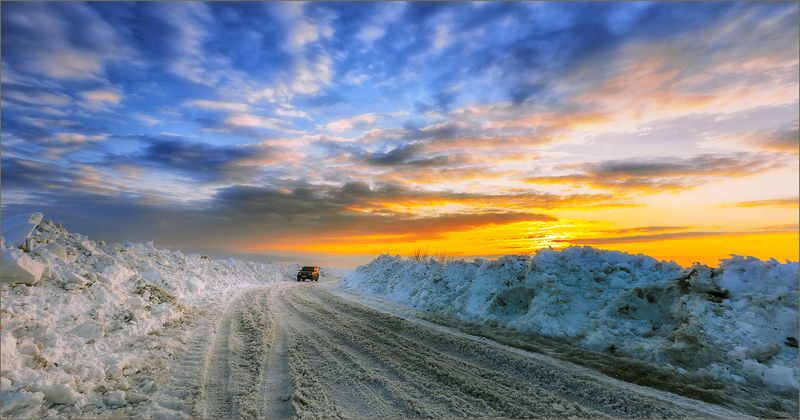 пейзаж, весна, вечер, деревня, дорога, свет, цвет, александр никитинский Деревенский тракт...photo preview