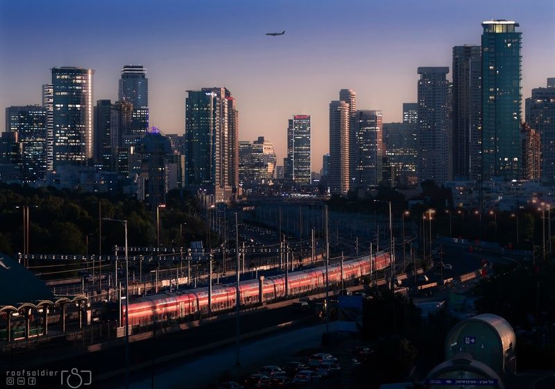 Tel aviv, Israel, city, urban, architecture, cityscape, blue, skyscraper, big city, night, sunset Tel Aviv photo preview