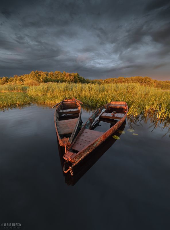 воймежное, озеро, закат, лодка, краски, лето, тучи Про лодкиphoto preview