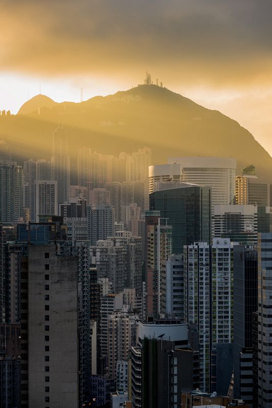 гонконг китай архитектура закат мегаполис cityscapes Бетонные джунгли в лучах Солнцаphoto preview