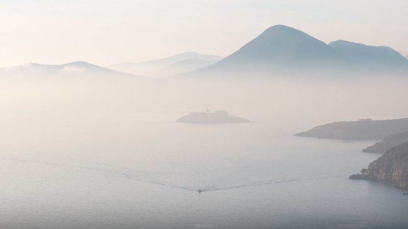 drone, montenegro, dji Low clouds near the Mamula island, Montenegrophoto preview