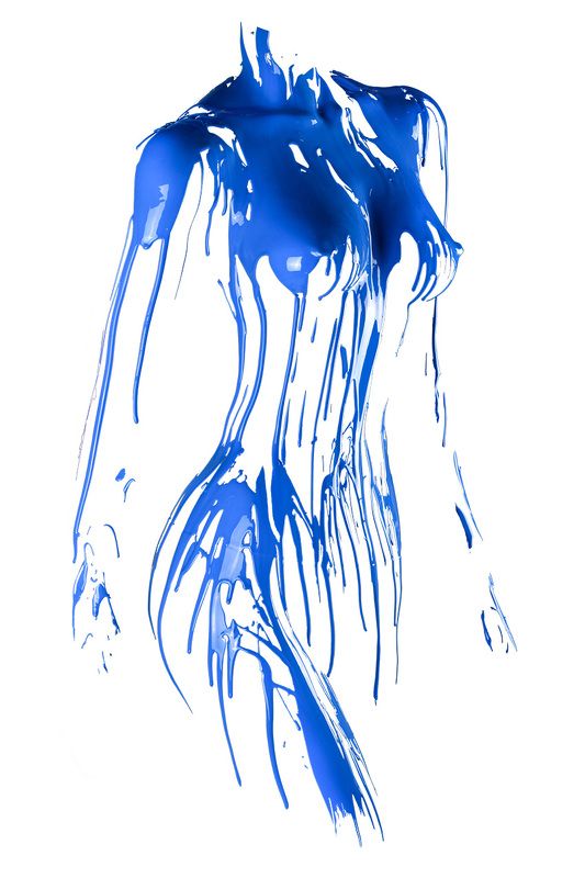 blue, paint, body, woman, female, nude, abstract, sexy, artwork, silhouette, color, bodypaint, kristian liebrand blue abstract body silhouette - made with REAL paintphoto preview