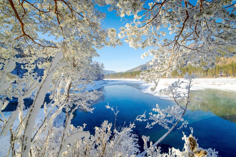 горный алтай, горы, зима, озёра, снег, лёд Голубые глаза Горного Алтаяphoto preview
