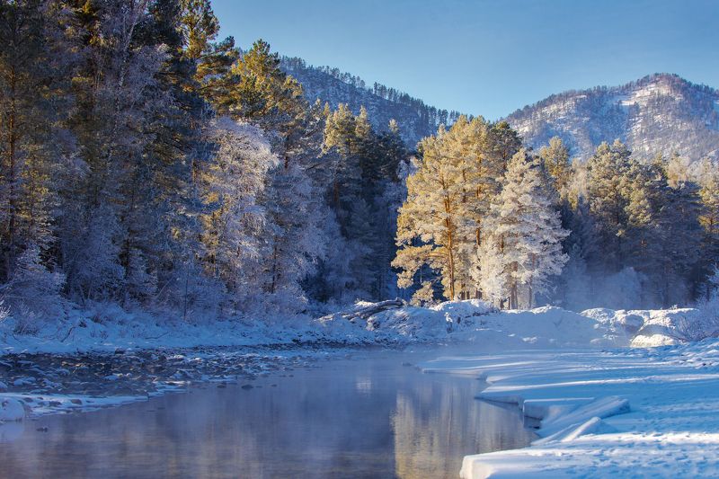 горы, озёра, горный алтай, алтай, россия, зима, пейзаж Зима в горных озёрахphoto preview