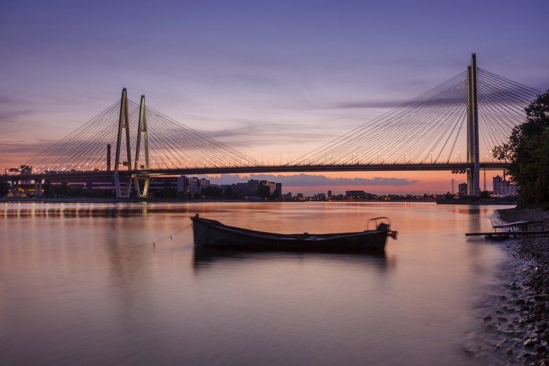 санкт, петербург, вантовый, большой, обуховский, нева, река, вечер, мост Летний Вантовый Закат (I)photo preview