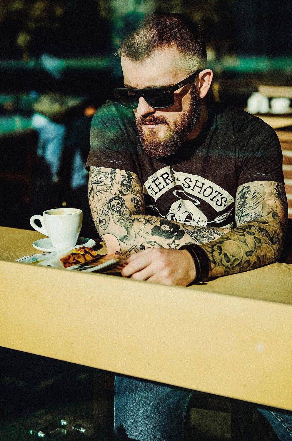 кофе борода парень кафе утро, Таня Ладыгина