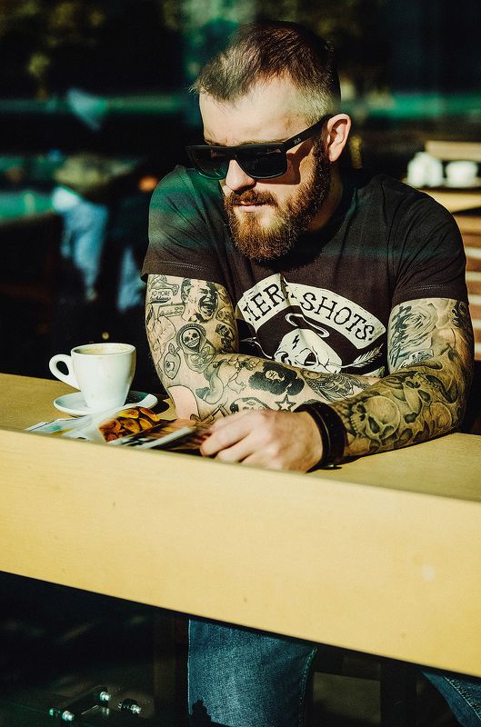 кофе борода парень кафе утро single coffeephoto preview