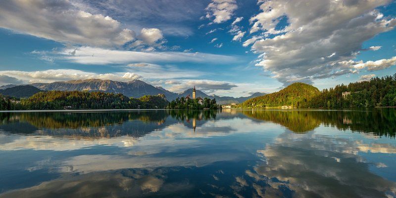 Блед, Озеро, Озеро Блед, Словения Вечерело.photo preview