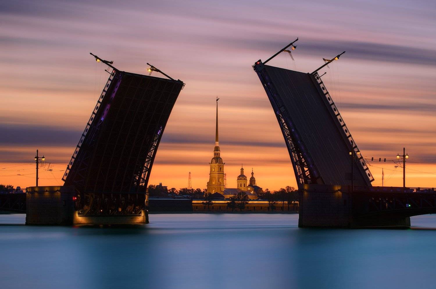 белые ночи, дворцовый мост, длинная выдержка, петпропавловка, рассвет, санкт петербург, Сергей Лукс