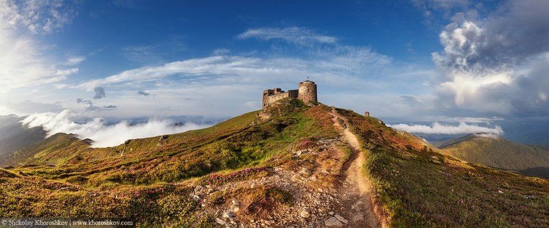 Carpathian mountains, Ukraine, Горы, Карпаты, Панорама, Пейзаж, Украина Замок на гореphoto preview