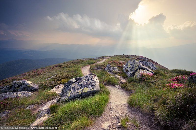 Carpathian mountains, Landscape, Mountains, Ukraine, Горы, Закат, Карпаты, Украина Иди туда, где свет...photo preview
