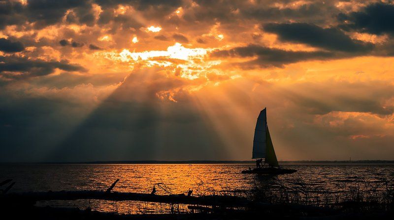 Закат, Лето, Море, Мягкий свет, Небо, Облака, Обское море, Пейзаж, Поле, Природа, Река, Сибирь Лето в Сибириphoto preview