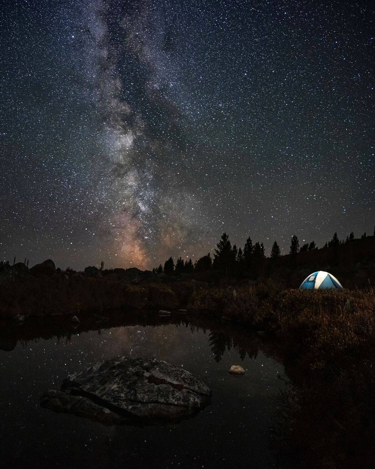 Звёздная ночь на берегу озера. Автор: Тильпунов Михаил млечный путь, ночная съёмка,, Тильпунов Михаил