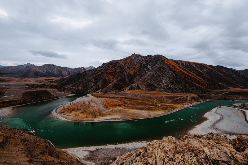 горы, горный алтай, чуйский тракт, пейзаж, алтай, катунь, россия, чуя Слияние Чуи и Катуниphoto preview