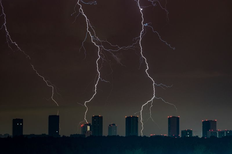 москва, молнии, гроза, архитектура Молнии в Москвеphoto preview