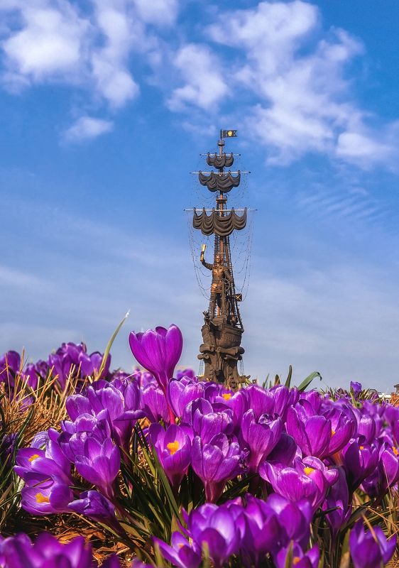 музеон, парк горького, петр i, памятник, достопримечательность, весна, москва, park, moscow, gorky park, spring цветы и памятник Петру Iphoto preview
