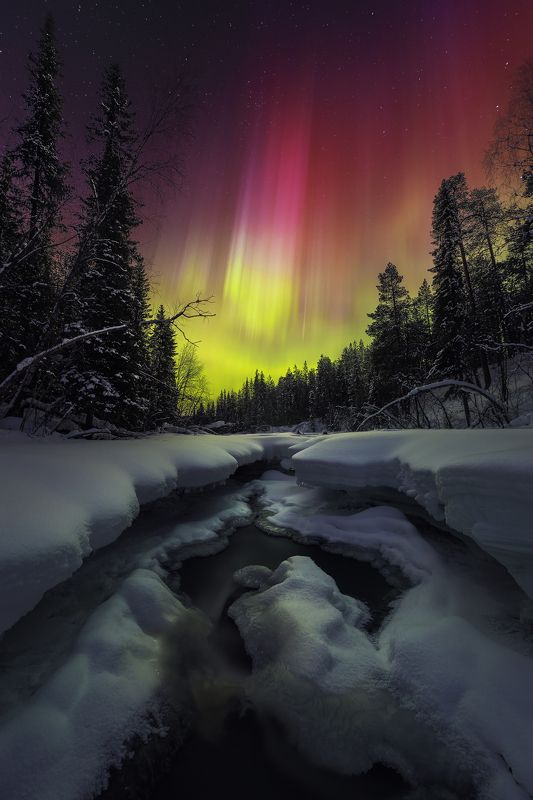Мурманск, сияние, астро, пейзаж Сияние над рекойphoto preview