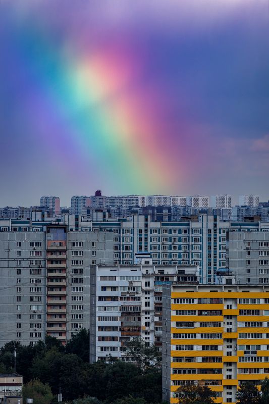 москва, moscow, архитектура, радуга, городскойпейзаж Радуга над панелькамиphoto preview