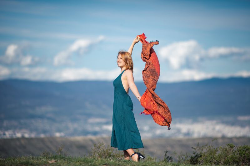 девушка, портрет, горы, природа Настяphoto preview