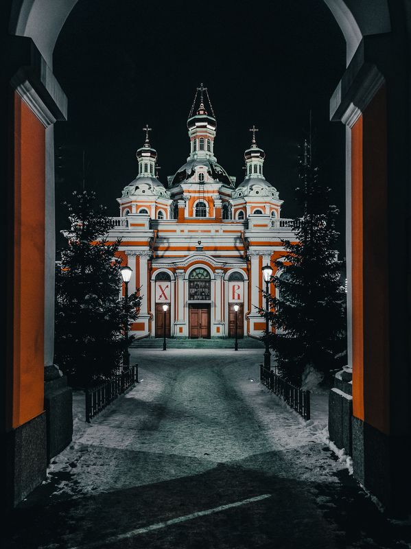 зима, ночь, храм Зимней ночьюphoto preview