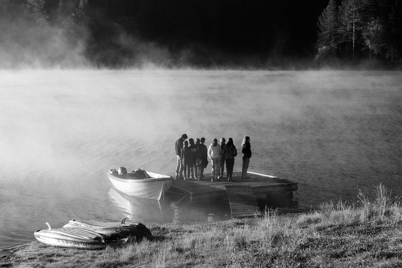 утро, молодежи, пейзаж, подросток, teenagers, morning, sunrise, black and white Утро молодежиphoto preview