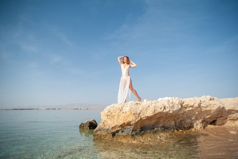 девушка, море, портрет, небо **photo preview