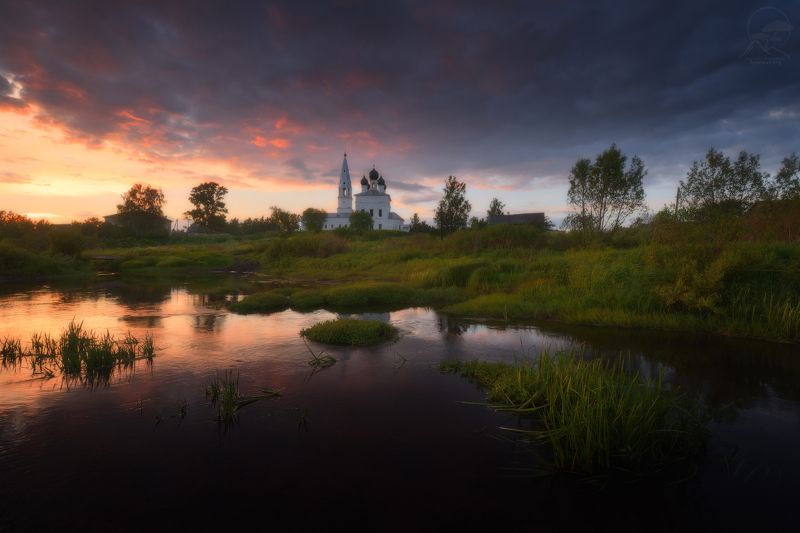 рассвет, лето, деревня, храм, река, ярославская область, фототуры на выходные, осенево В лазури неба рождался день фото превью