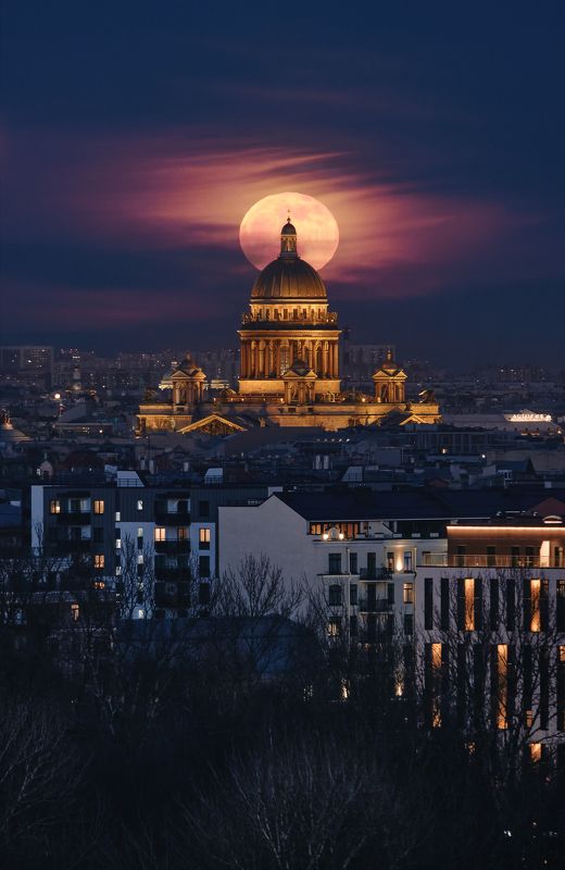 полнолуние розовая луна санкт-петербург спб ночь Розовая лунаphoto preview