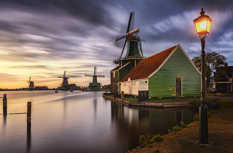 мельница, мельницы, закат, рассвет, вечер, ночь, озеро, река, деревня, село, голландия, нидерланды, dusk, village, windmill, evening, night, town, netherlands, holland, pond, river, lake Голландские мельницы / Dutch windmillsphoto preview