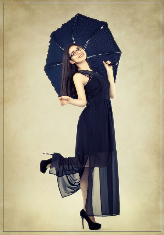 девушка, портрет, студия, люди, фотосессия, зонтик, улыбка ***photo preview