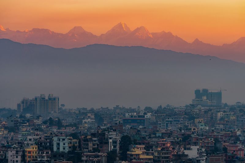 непал, катманду, гималаи, рассвет, горы Рассвет в Катмандуphoto preview