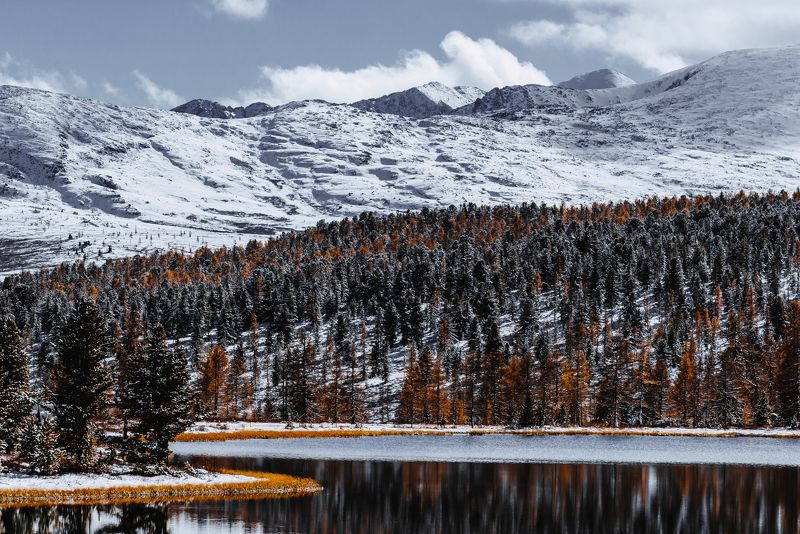 горы, горный алтай, киделю, озеро, пейзаж, алтай, дорога, россия, зима Озеро Киделюphoto preview