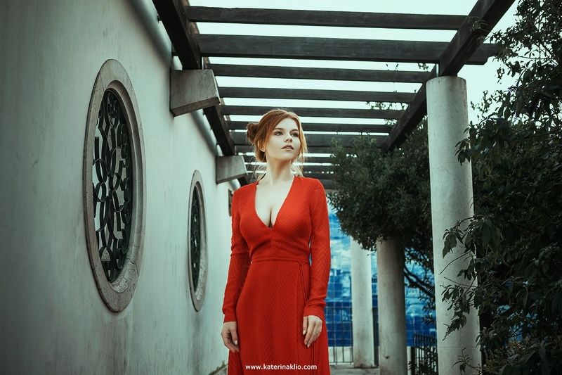 dress, red, woman, portrait, Lisbon, Portugal, beautiful, model, neckline, travel 28 routephoto preview