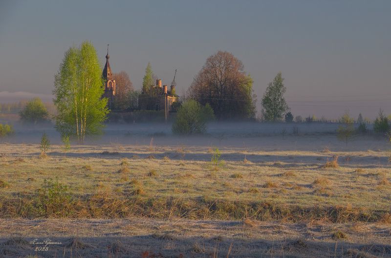 кострома, костромская область, рассвет, пейзаж, утро, церковь, туман Рассветphoto preview