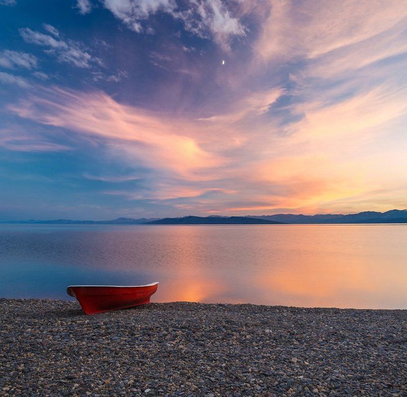 закат, лето, монголия, озеро, хубсугул Вечер на Хубсугулеphoto preview