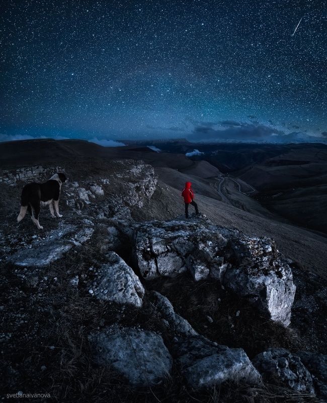 шаджамаз, млечный путь, ночь, звезды, кавказ, эльбрус Двое на краю...photo preview