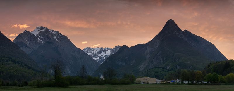 slovenia,bovec,alps,mountains,julian alps,clouds,panoramic,triglav Sunrise in Bovecphoto preview
