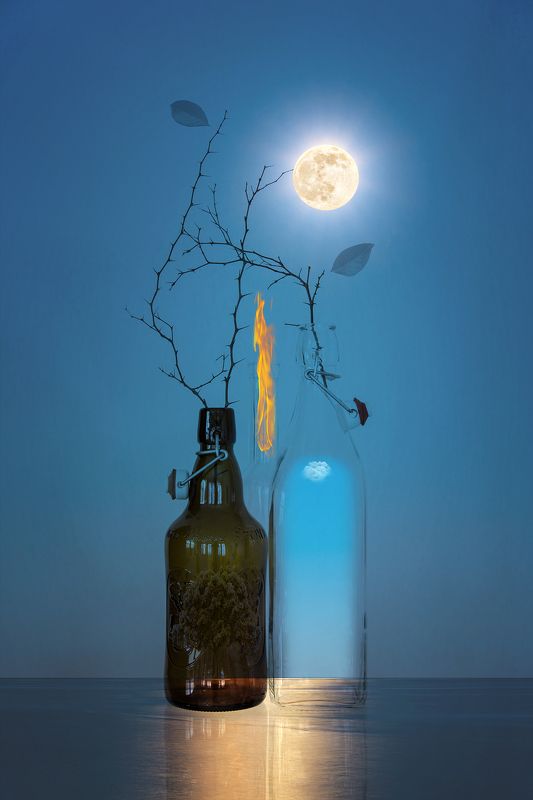 collage, color, colors, concept, conceptual, digital, digital art, editing, fire, moon, moonlight,photo collage, photography, surreal, surrealism, Moonlightphoto preview