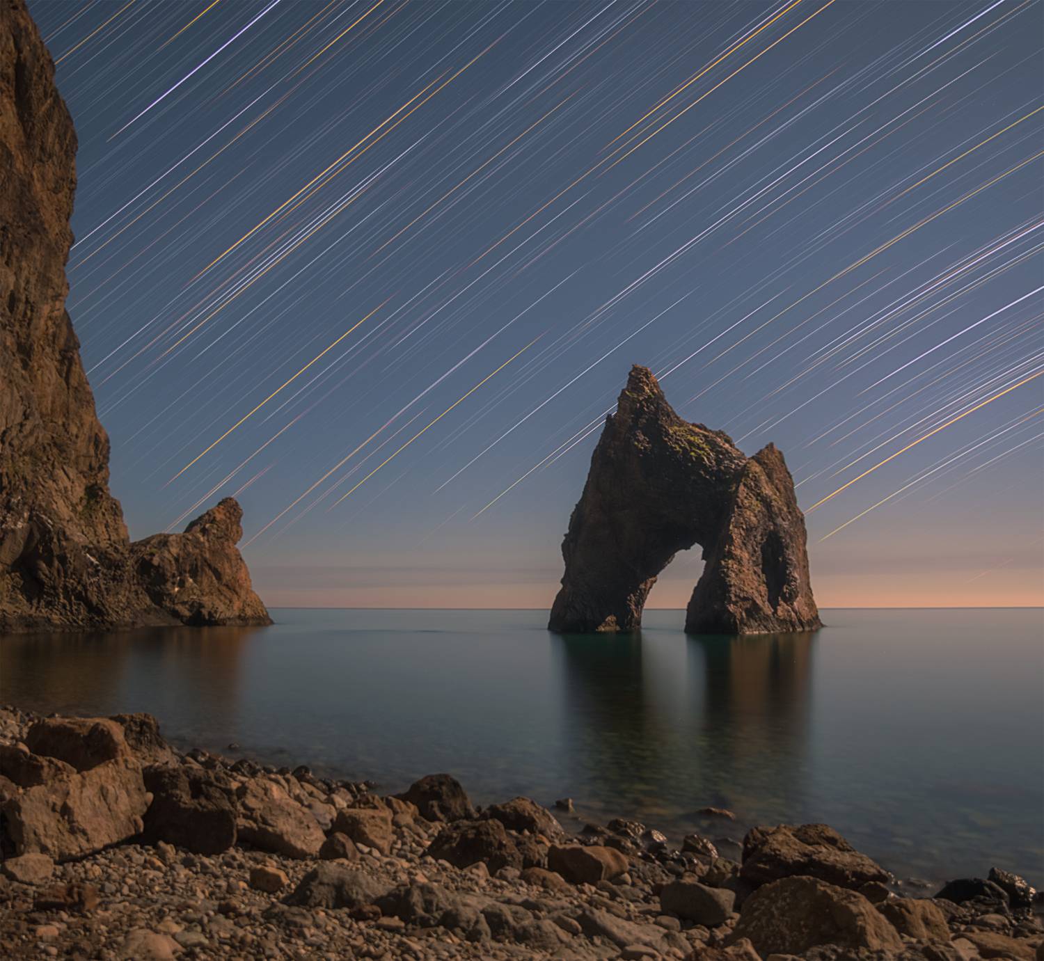 чёрное море, крым, карадаг, золотые ворота, ночь, звёзды, треки, май, Мысливцев Николай