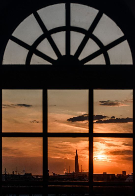 city dawn город петербург закат башня лахта saintpetersburg window окно photo preview