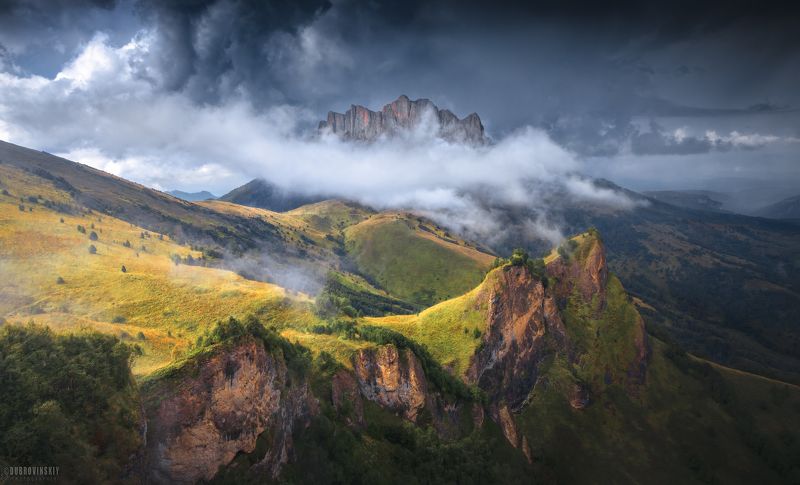 адыгея, большой тхач, тхач, горы, кавказ, лето, гроза, тучи После грозы фото превью