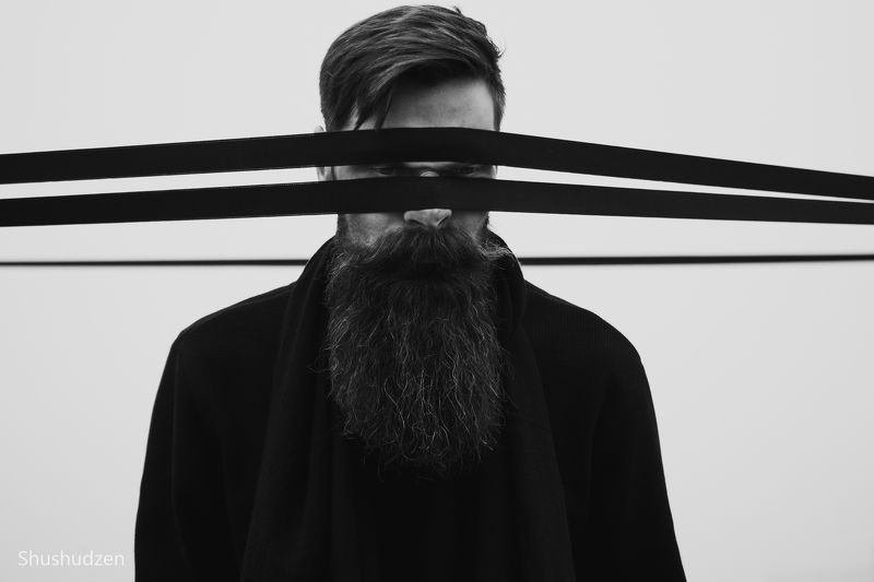 male portrait, black and white, art, contemporary, dance, improvisation, black string Relationsphoto preview