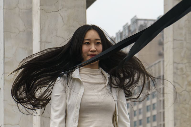 rooftop, high, bird\'s, eye, view, trust, relations, black, girl, asian, chinese, contemporary Qishi (启示)photo preview
