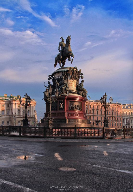 архитектура, городской пейзаж, санкт-петербург, закат, исаакиевская площадь, монумент Закат на Исаакиевской площадиphoto preview