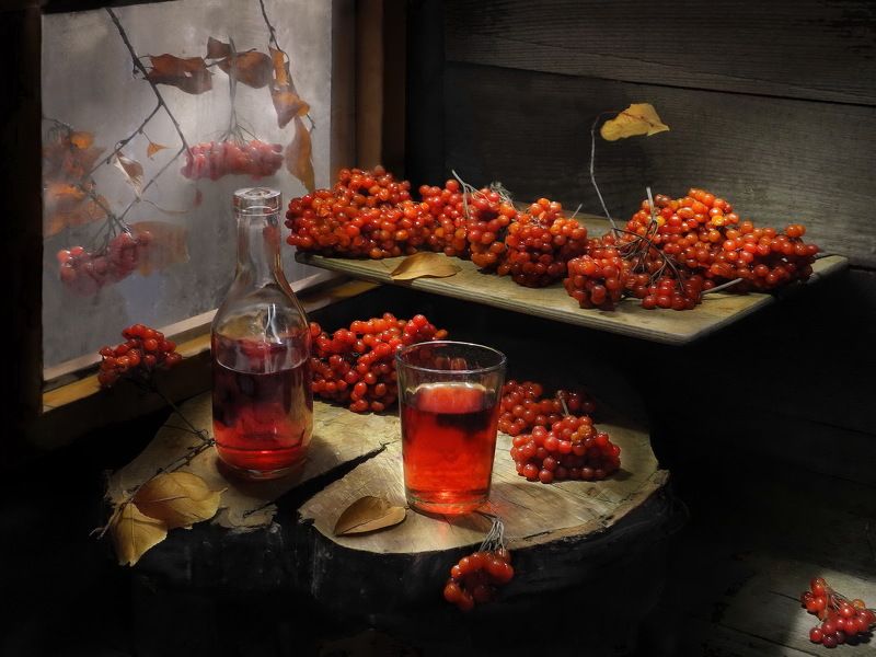 настойка, вино, наливка. калина, рябина. Настойку калины.photo preview