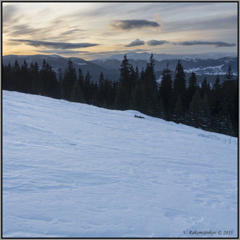 Горы, Закат, Зима, Карпаты, Снег Зимний закатphoto preview